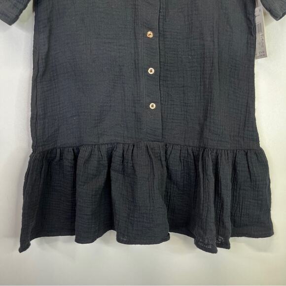 Raisins Sol Cotton Button Up Cover Up dress black - XS - Picture 5 of 11
